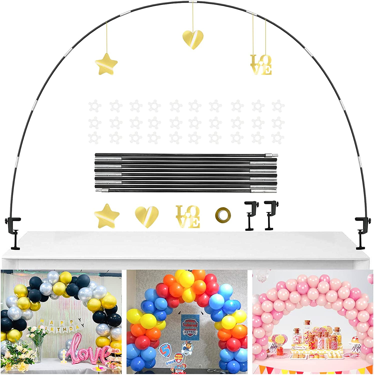 YALLOVE 12ft Table Balloon Arch Kit with 30 Balloon Clips Provided for Quick Party Decoration