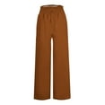 thumbnail image 4 of YANHAIGONG Stretchy Wide Leg Palazzo Pants for Women,Wide Leg Palazzo Lounge Pant High Waisted Drawstring Flowy Straight Pants Beach Trousers Casual Lounge Pant, 4 of 5