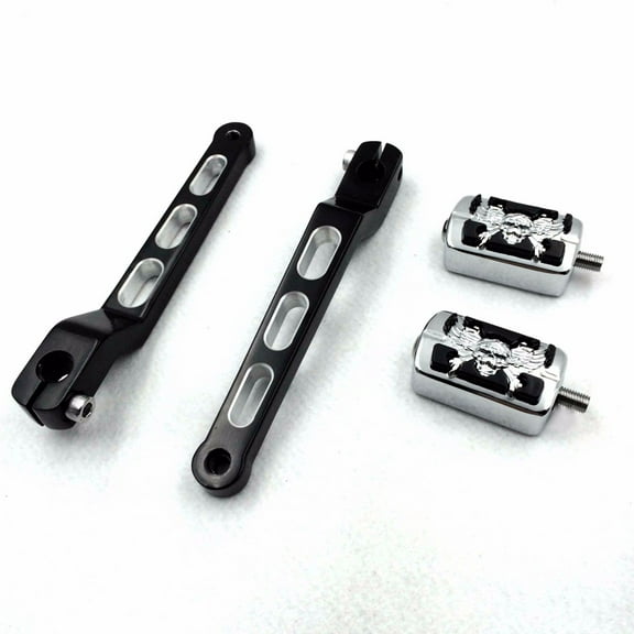 HTT Motorcycle Black Aluminum Hollowed-out Heel/Toe Shift Levers with Chrome Zombie Shifter Pegs For Harley Davidson Electra Glide 1988 and later