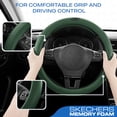 thumbnail image 3 of Skechers Steering Wheel Cover, Leather Steering Wheel Cover for Cars, Non-Slip Steering Wheel Cover, Universal Fit Steering Wheel Cover for SUV Truck (14.5"-15"), Green, 3 of 8