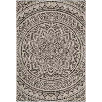 SAFAVIEH Courtyard Josiah Floral Medallion Indoor/Outdoor Area Rug, 2'7" x 5', Light Grey/Black