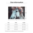 thumbnail image 5 of Honeii Flower Crown White Horse print throw blanket, crafted from cozy cotton flannel, offers versatile home decor as a bedding suitable for all seasons.-, 5 of 6