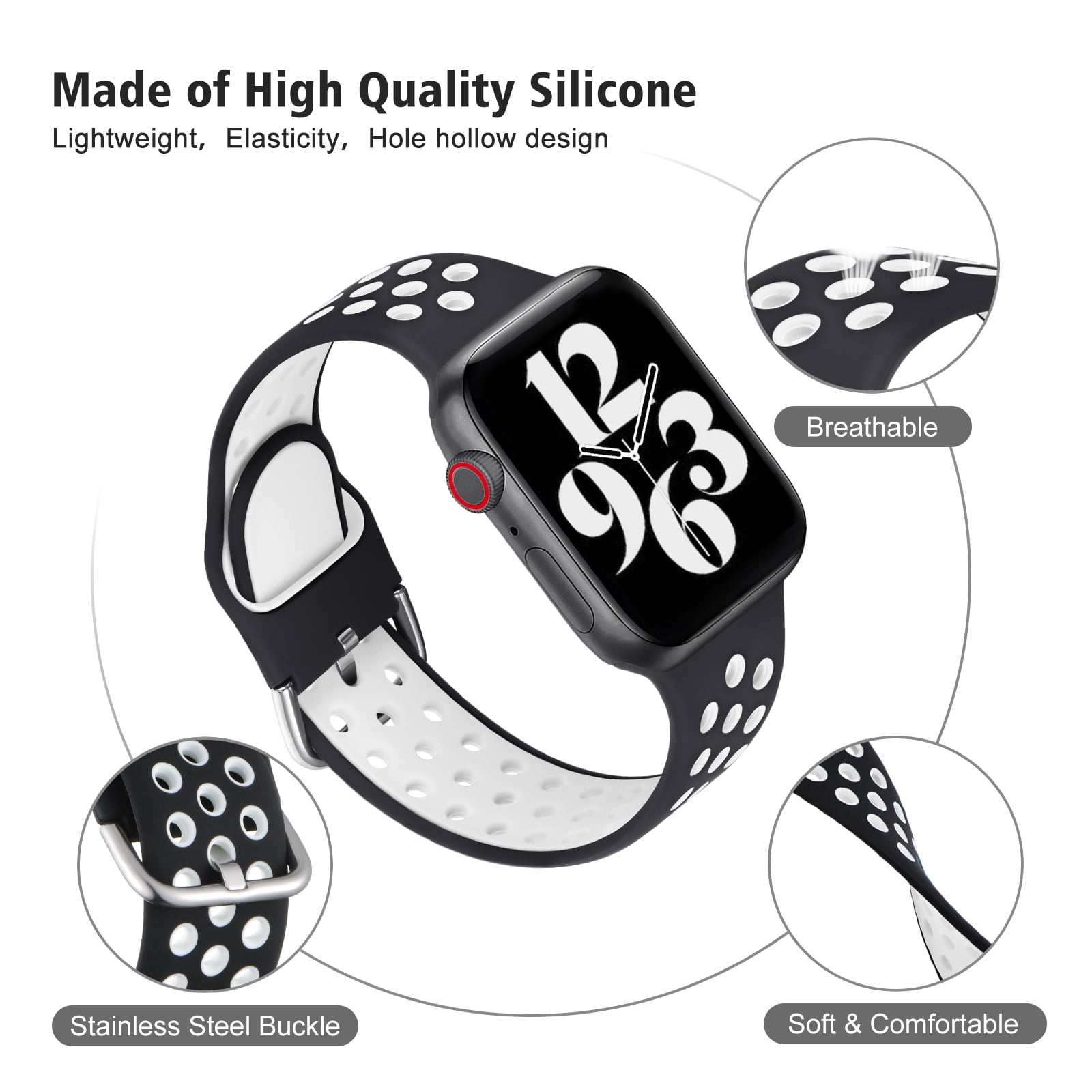 Black and white hotsell nike apple watch band