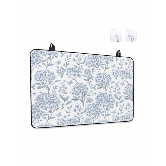 Stove Top Covers for Electric Stove, Blue Flower Kitchen Glass Ceramic Electric Cooktop Covers 31"x24", Botanical Floral Vintage Wildflower Leaf HeatResistant Oven/Countertop/Dishwasher Protector