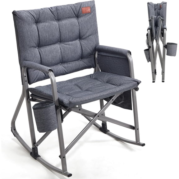 Lightweight Folding Rocking Camping Chair, Padded Portable Rocker Chair for Patio
