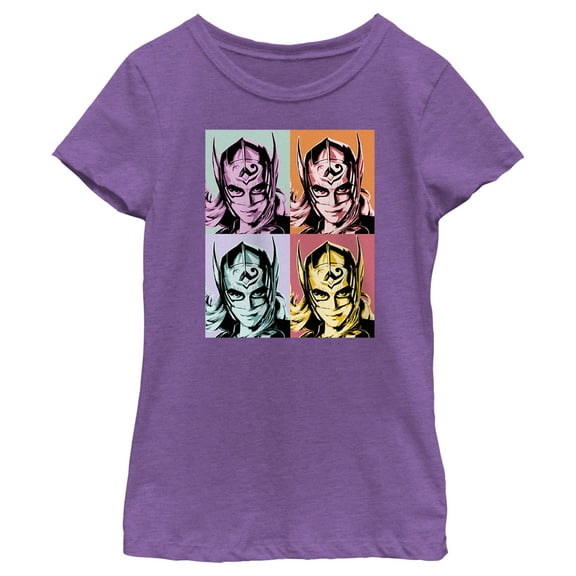 Girl's Marvel: Thor: Love and Thunder Jane Poster Pop Art  Graphic Tee Purple Berry Small