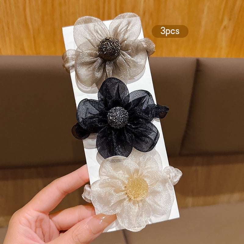 3 flower hair rings Korean version sweet wind rubber band hair accessory suitable for daily use headwear