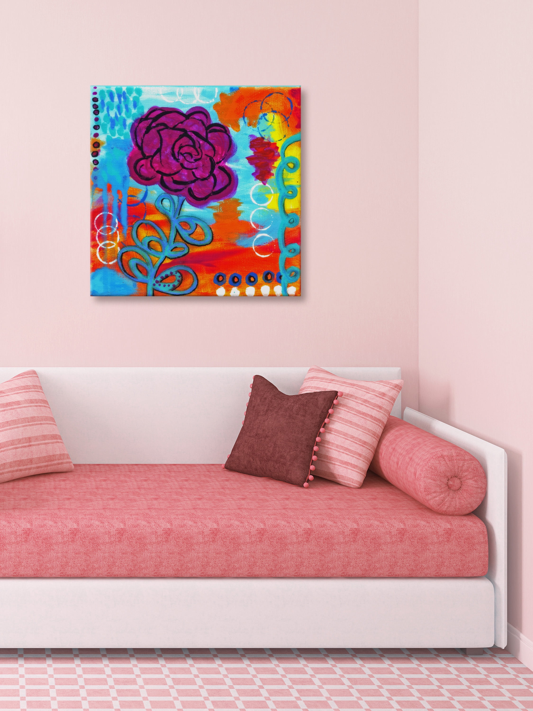 "Purple Flower" Painting Print on Wrapped Canvas