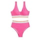 thumbnail image 2 of Traje de baño de 2 piezas para mujer, trajes de baño para mujer, bikini de color liso con escote en V, abertura y cintura alta con costuras, traje de baño de nailon para mujer, 2 of 6