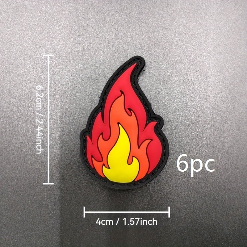 1 set of flame PVC patch badge set with hook and loop design on the back, suitable for bags, backpacks, vests and clothing decoration