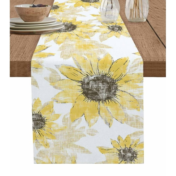 Table Runner Yellow Sunflower Table Decoration for Kitchen Dinning Flower Field Table Decoration for Indoor Outdoor Party Wedding Decor 13x90 Inch