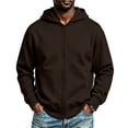 thumbnail image 2 of MXALUOB Full Zip Hoodies for Men Solid Color Classic Fit Sweatshirt Long Sleeve Drawstring Outerwear Fall Winter Daily Casual Wear, 2 of 7