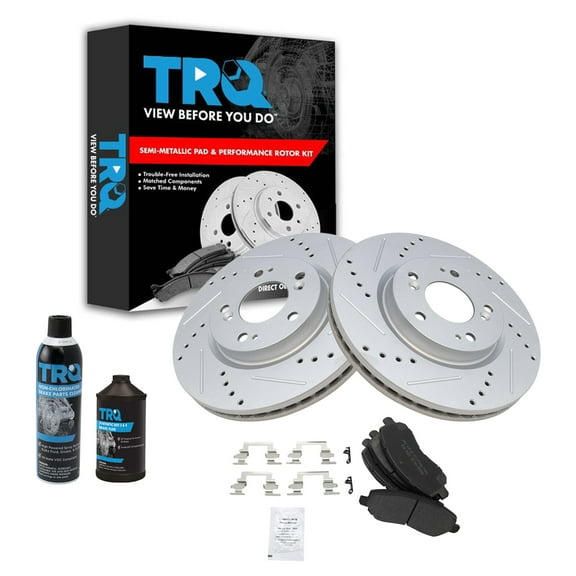 TRQ Front Metallic Disc Brake Pad & Performance Rotor Kit w/Chemicals BKA16191