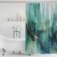 thumbnail image 3 of Turquoise Marble Shower Curtain, Waterproof Shower Curtains for Bathroom, Ink Painting Modern Abstract Aesthetics Washable Fabric Bathtub Curtain Set Bath Decor with 12 Hooks Extra Long 72"x96", 3 of 8