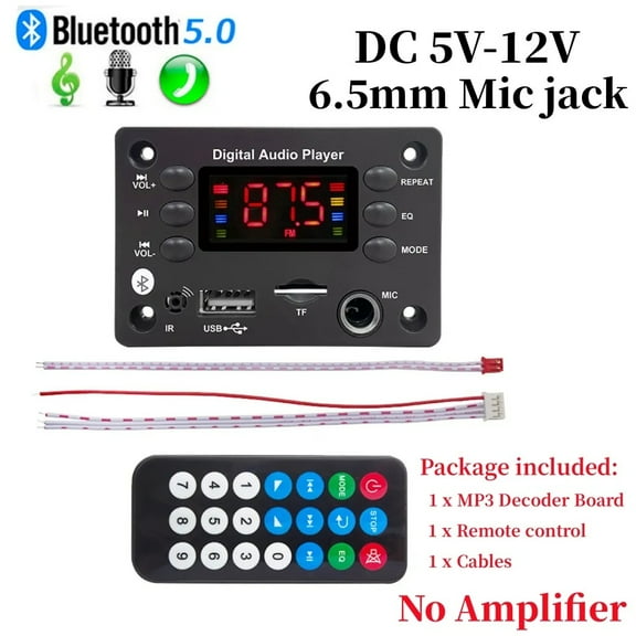 DC 5V 12V Bluetooth 5.0 MP3 WMA WAV APE Decoder Board Car Microphone USB TF FM Radio Mp3 Music Player Speaker