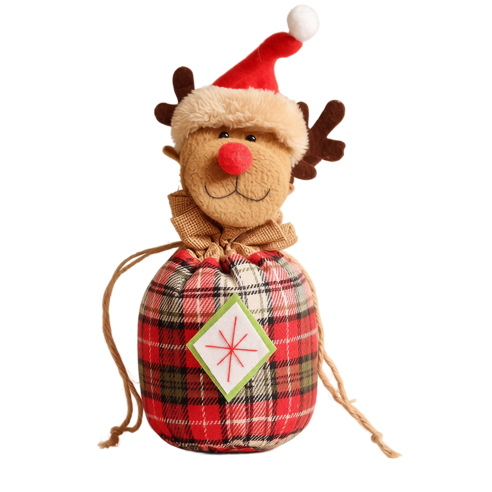 Christmas Round Bottom Gift Bags Cute Holiday Candy Storage Pouch For Apples Cookies And Holiday Sweets Christmas Eve Gift Wrapping Sack For Small Gifts Party Favor Decor