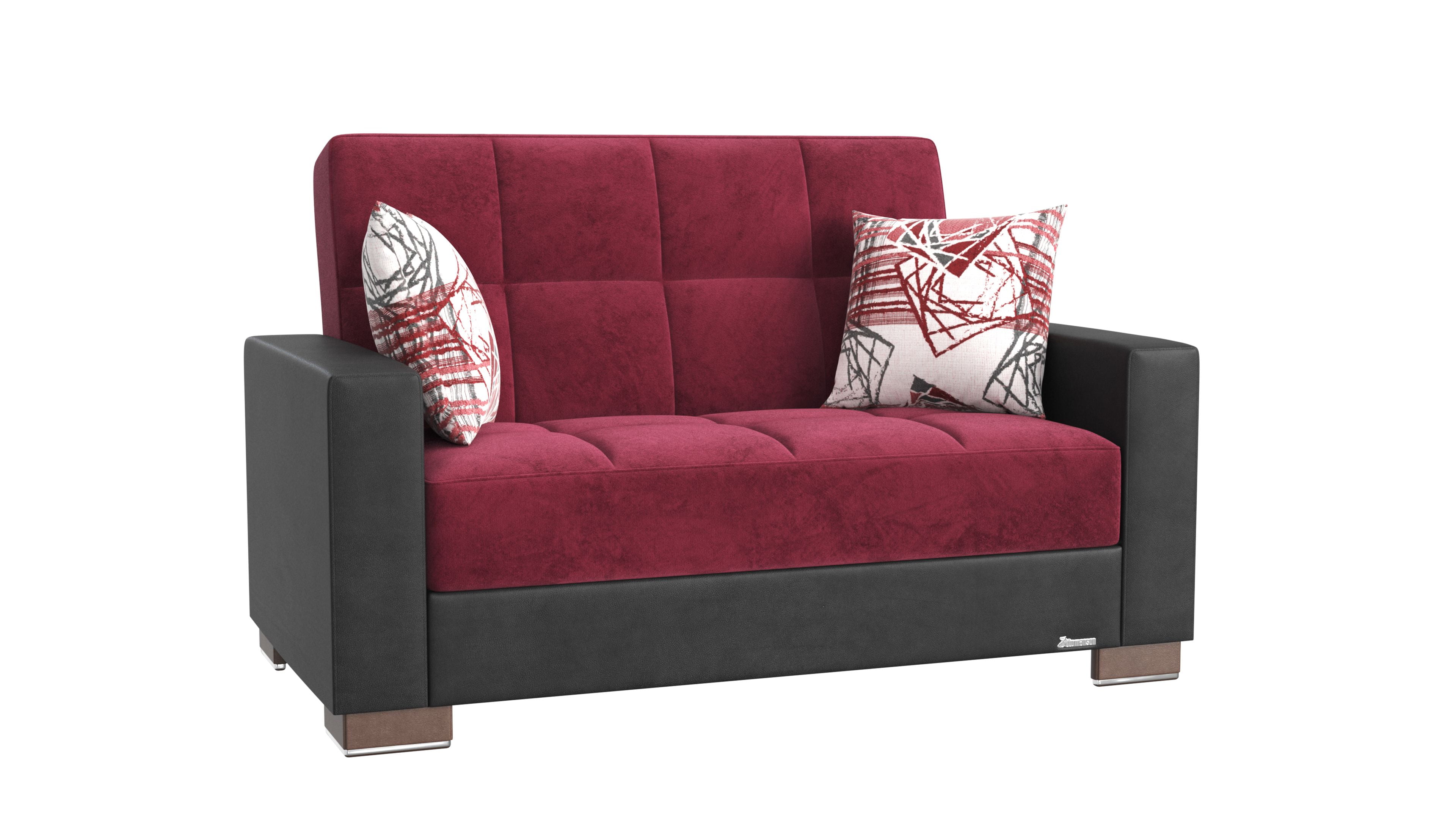 Ottomanson Origins Sleeper Loveseat, Burgundy Color Microfiber
