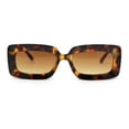 thumbnail image 2 of Trendy Hipster Thick Plastic Narrow Rectangle Minimal Fashion Sunglasses Tortoise - Brown, 2 of 4
