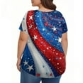 thumbnail image 4 of TQWQT Plus Size American Flag Tunic Tops for Women Dressy Summer Short Sleeve Blouses Stars and Stripes Print Crew Neck T Shirts Loose Casual Blouses Cyan 4XL, 4 of 5
