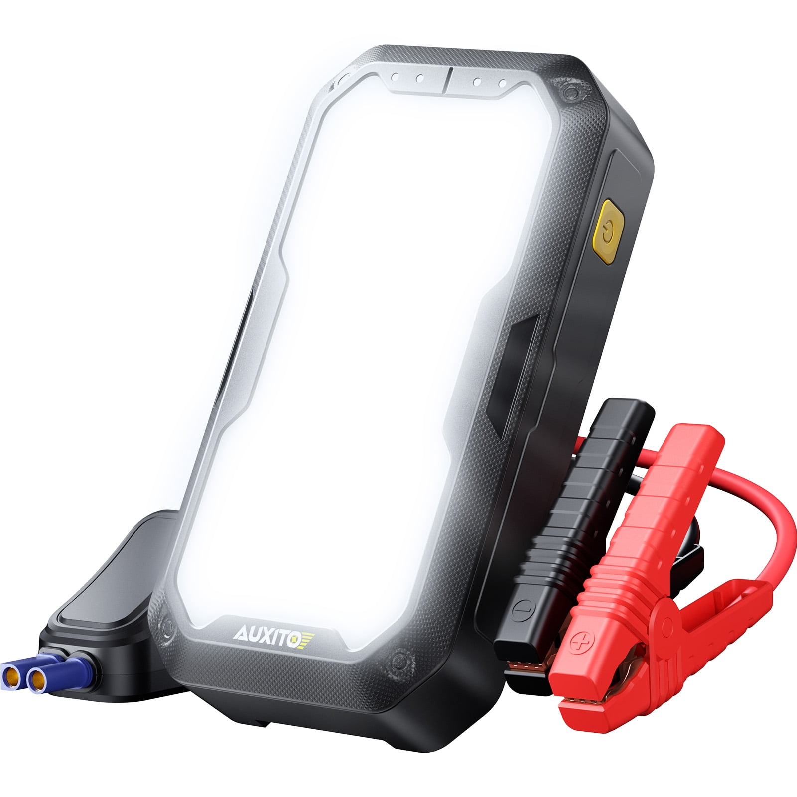 AUXITO Car Battery Jump Starter 5000A Portable Jump Box for Up to 8.5L Gas 8.0L Diesel Engine, 4 Modes Working Light and 2 Hook, Portable Charger and Jump Cables