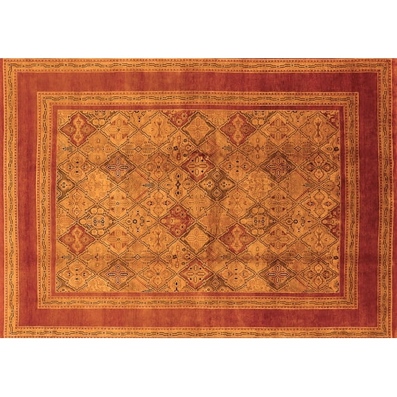 Ahgly Company Indoor Rectangle Oriental Orange Industrial Area Rugs, 2' x 5'