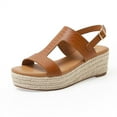 thumbnail image 6 of KBODIU Women's Wedge Sandals Straw Platform Open Toe Anti-Slip Hemp Rope Sandals Brown 39, 6 of 6