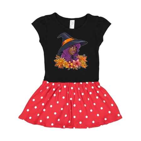 

Inktastic Witch with Autumn Flowers and Leaves Gift Toddler Girl Dress