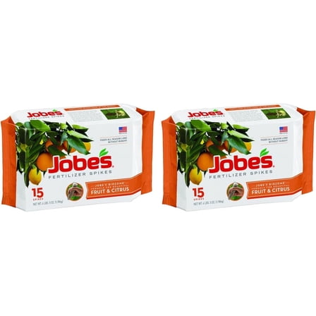 Jobe's Fruit & Citrus Tree Fertilizer Spikes - Outdoor Tree Care - 15 Spikes 2-Pack