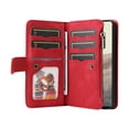 thumbnail image 2 of Multifunctional Case for Google Pixel 6,[RFID Blocking] 9 Credit Cards Holder with Wrist Strap, Premium PU Leather Zipper Wallet Purse Magnetic Flip Phone Cover for Google Pixel 6, Red, 2 of 12
