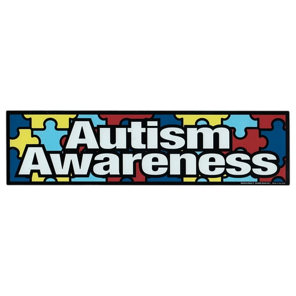Magnetic Bumper Sticker - Autism Awareness (Puzzle Pieces, Autistic) - Strip Magnet - 10.75" x 2.75"