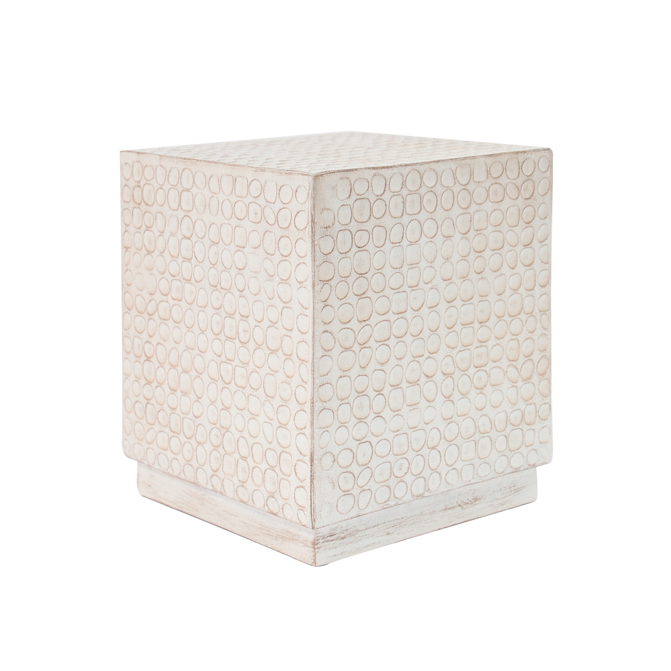 Christopher Knight Home Outdoor 15" Accent Side Table, Fluted Cube Patio Coffee Table, Antique Brown