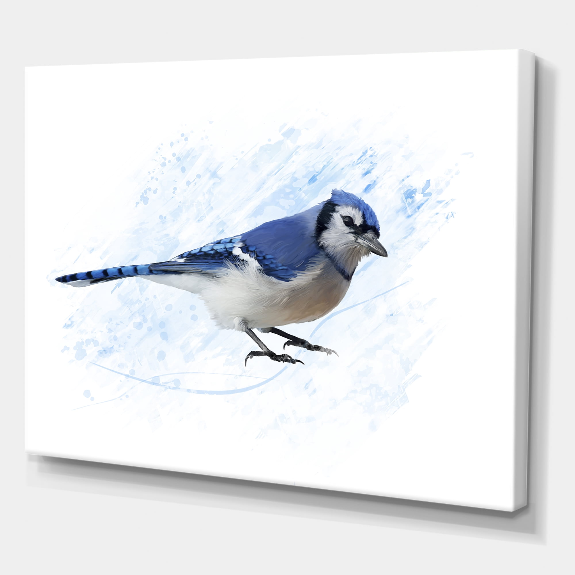 Designart ' Ancient Blue Jay Bird ' Traditional Canvas Wall Art Print