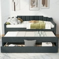 thumbnail image 2 of EUROCO Twin Size Upholstery Daybed, Storage Sofa Bed with Drawers and Moveable Twin Trundle Bed for Kids and Adults, No Box Spring Needed, Dark Gray, 2 of 16