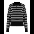 thumbnail image 1 of Camisa de Rayas para Mujer, Larga, Color Block, Cuello con Muescas, Camiseta de Verano Negro L, 1 of 10