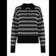 thumbnail image 1 of Camisa de Rayas para Mujer, Larga, Color Block, Cuello con Muescas, Camiseta de Verano Negro S, 1 of 10