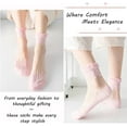 thumbnail image 3 of 5 Pairs Sheer Floral Socks for Women, Embroidered Mesh Lace Ankle Socks, Breathable Summer Cute Transparent Stockings, 3 of 7