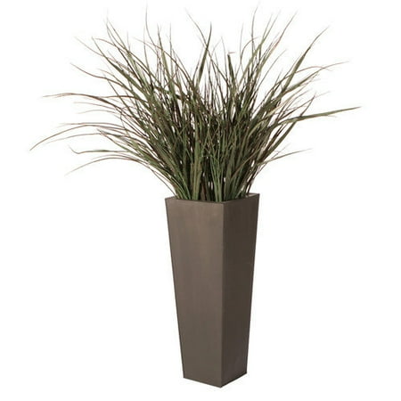 Large Grass in Black Metal Pot
