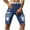 Blue, variant on Men's Denim Shorts Ripped Casual Pocket Solid Color Elastic Tight Denim Shorts Black