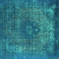thumbnail image 1 of Ahgly Company Machine Washable Indoor Square Oriental Turquoise Blue Industrial Area Rugs, 7' Square, 1 of 4