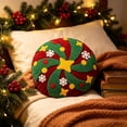 thumbnail image 5 of Soft Velvet Round Tufted Throw Pillow with Star Snowflake Ball Motifs, Christmas Embossed Decorative Cushion for Sofa Couch Bed and Living Room Decor (Multicolor), 5 of 6