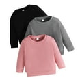 thumbnail image 2 of HUAXUN-Girls Hoodies 3-Pack Set, Toddler Long Sleeve Waffle Knit Crewneck Sweatshirt Pullover for Baby Girls 1-5 Years, Soft Comfortable Casual Outfit for Spring Fall Winter Clothes(Multicolour,2Y), 2 of 7