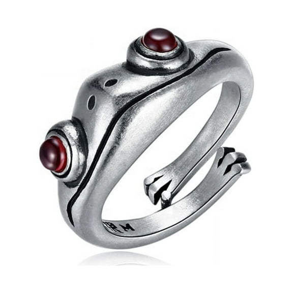 Oxidized Silver Artisan Adjustable Frog Ring