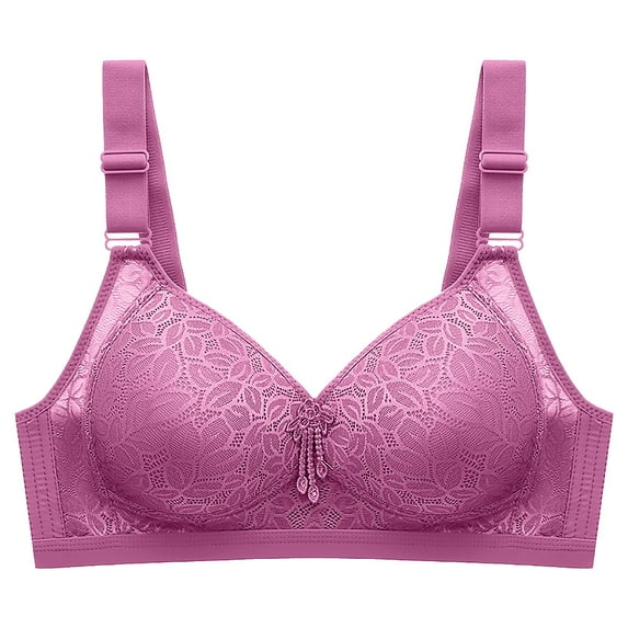 dmqupv Women's Sports Bras No Steel Ring Thin Women Bra Vintage Pattern Breathable Gathers Underwear Comfort Bra Purple 42/95BC