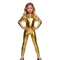 thumbnail image 3 of HXWCHs Elegant Court Style Jumpsuit Glossy Leather Unisex Full Bodysuit for Carnival Party Performance 4-5 Years Gold, 3 of 5