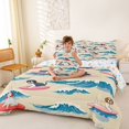 thumbnail image 4 of Homewish Cartoon Pet Dog 7-Piece King Bedding,Ocean Wave Surfboard King Bed in a Bag,Beige,Colorful Stars Reversible, 4 of 8