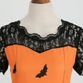 thumbnail image 5 of TAIAOJING Women Hallowmas Lace Round Neck Short Sleeve Printed Large Swing Dress, 5 of 8