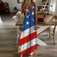 thumbnail image 2 of Cleaning 4Th of July Patriotic Dresses for Women American Flag Printed Sundress Deep V Neck Maxi Tank Dress Light Breathable Summer Dress Loose Flliter Hem Beach Dresses Vacation Outfits, 2 of 5