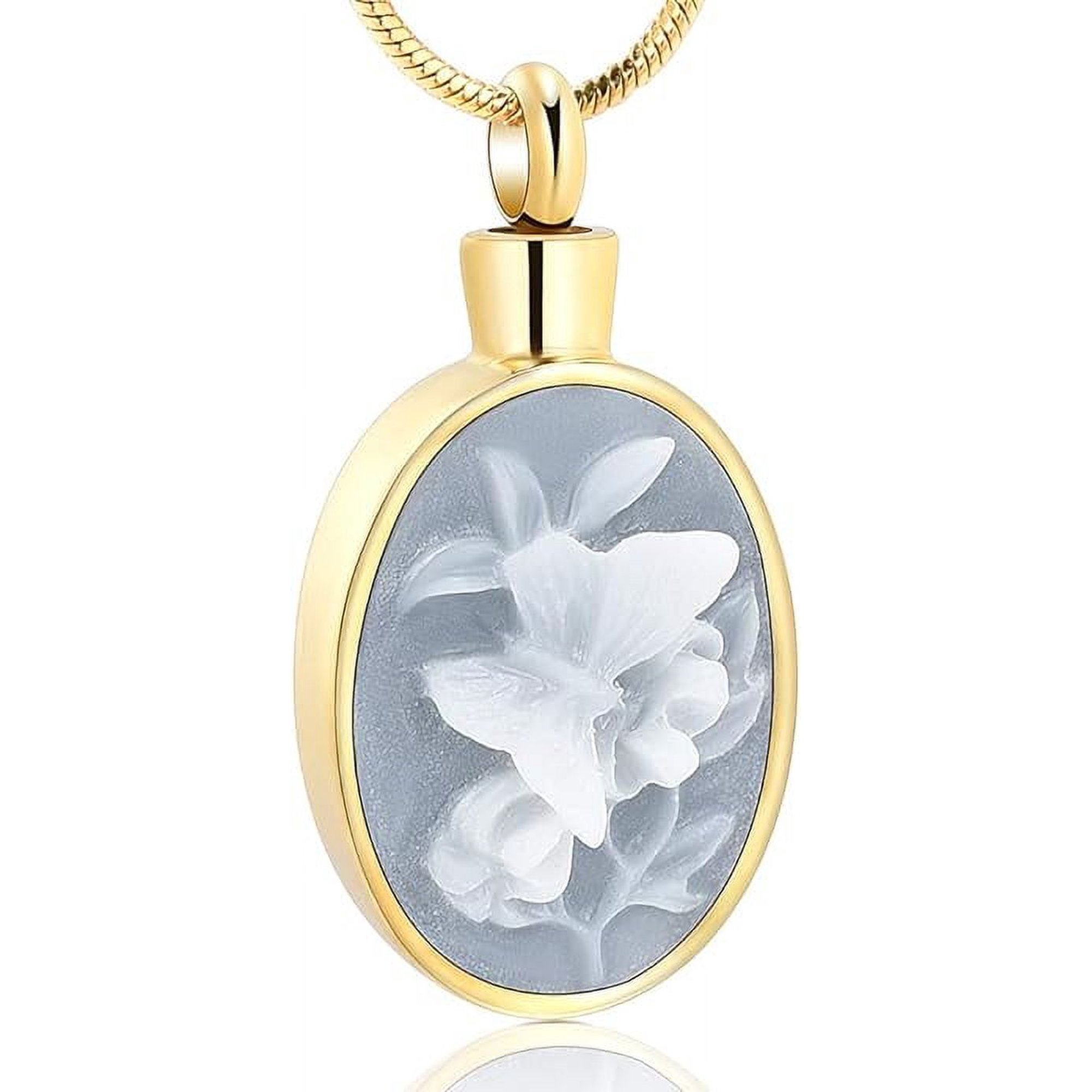 Urn Cremation Jewelry Urn Necklace for Ashes Pendants Butterfly with Flower Memorial Funeral Keepsake Jewelry for Ashes
