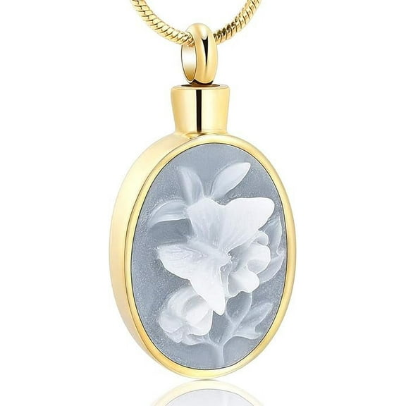 Urn Cremation Jewelry Urn Necklace for Ashes Pendants Butterfly with Flower Memorial Funeral Keepsake Jewelry for Ashes