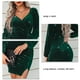 thumbnail image 4 of Vestido de terciopelo con escote en V cruzado, vestido de fiesta fruncido de terciopelo con escote en V cruzado para mujer, vestido de cóctel fruncido de terciopelo, funcionalidad de alta precisión, 4 of 5